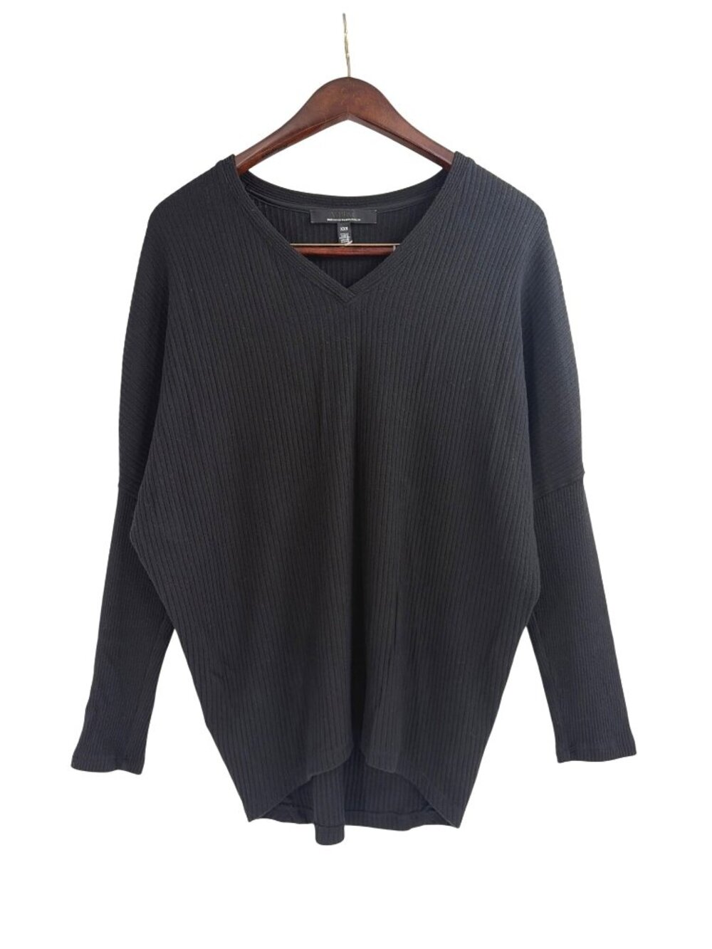 White House Black Market WHBM Womens XXS Ribbed Dolman Sleeve V-Neck Sweater